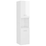 Bathroom Cabinet High Gloss White 30x30x130 cm Engineered Wood - Front View