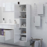 Bathroom Cabinet High Gloss White 30x30x130 cm Engineered Wood - Side View