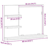 Bathroom Mirror Black 60x10.5x45 cm Engineered Wood