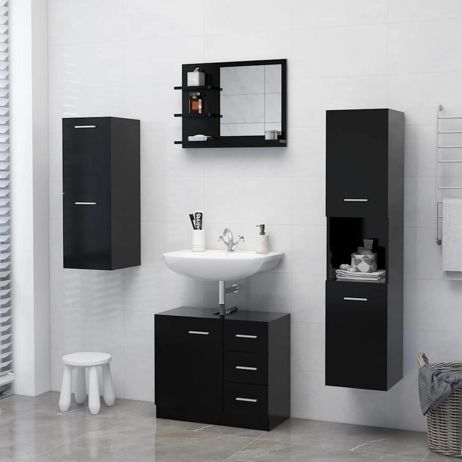 Bathroom Mirror Black 60x10.5x45 cm Engineered Wood