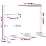 Bathroom Mirror Black 60x10.5x45 cm Engineered Wood