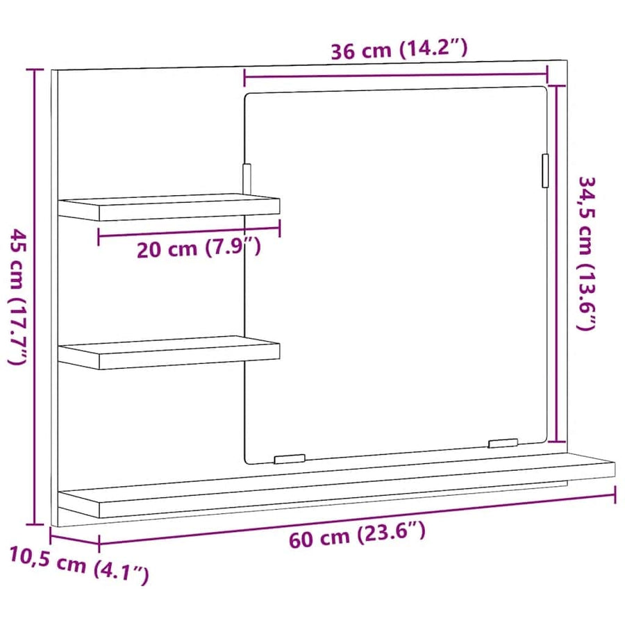 Bathroom Mirror Black 60x10.5x45 cm Engineered Wood