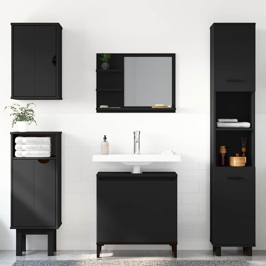 Bathroom Mirror Black 60x10.5x45 cm Engineered Wood