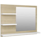 Bathroom Mirror White and Sonoma Oak 60x10.5x45 cm Engineered Wood