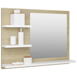 Bathroom Mirror White and Sonoma Oak 60x10.5x45 cm Engineered Wood - Side View