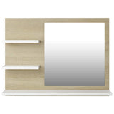 Bathroom Mirror White and Sonoma Oak 60x10.5x45 cm Engineered Wood