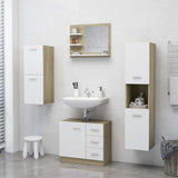 Bathroom Mirror White and Sonoma Oak 60x10.5x45 cm Engineered Wood - Rear View