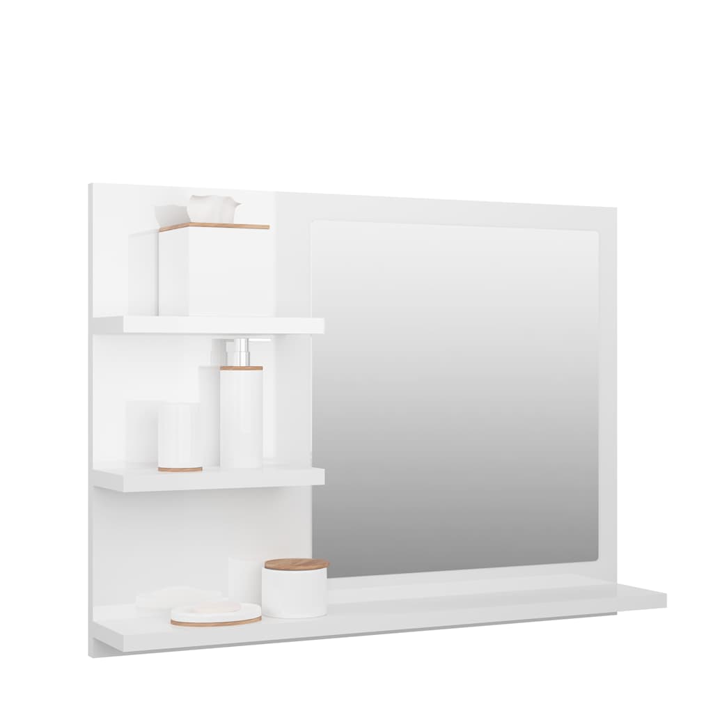 Bathroom Mirror High Gloss White 60x10.5x45 cm Engineered Wood
