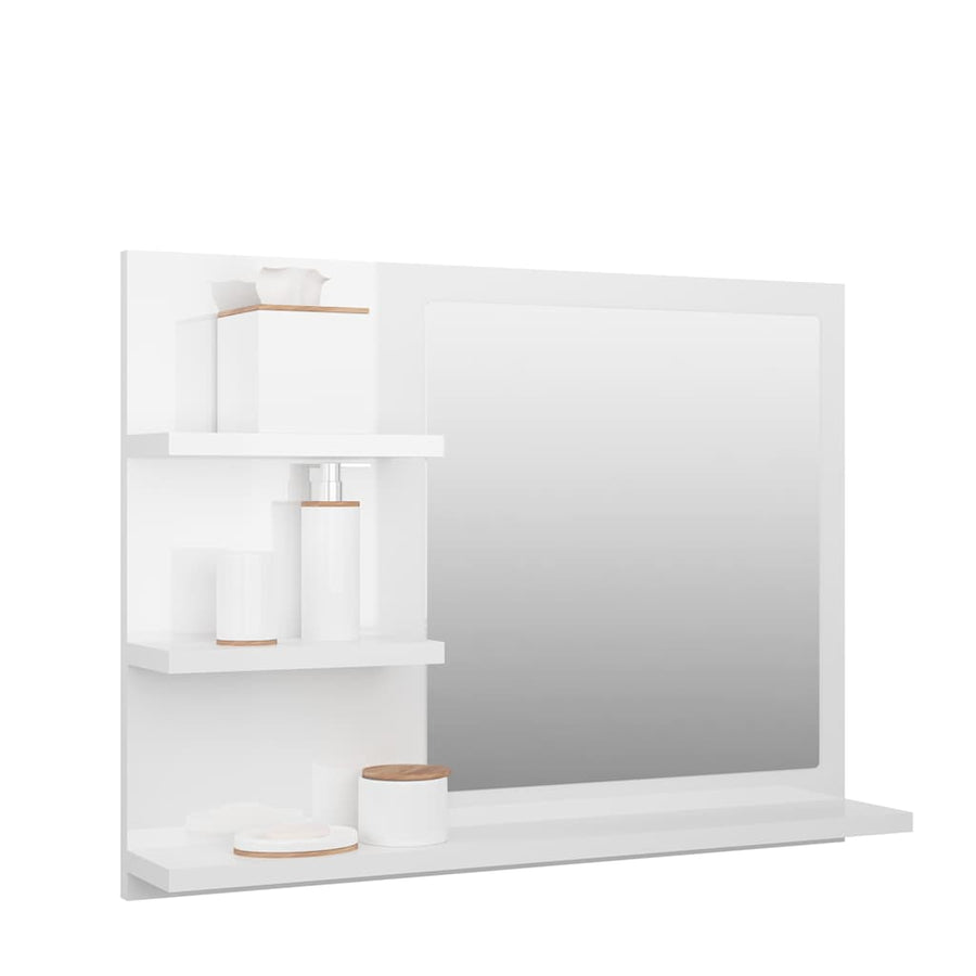 Bathroom Mirror High Gloss White 60x10.5x45 cm Engineered Wood
