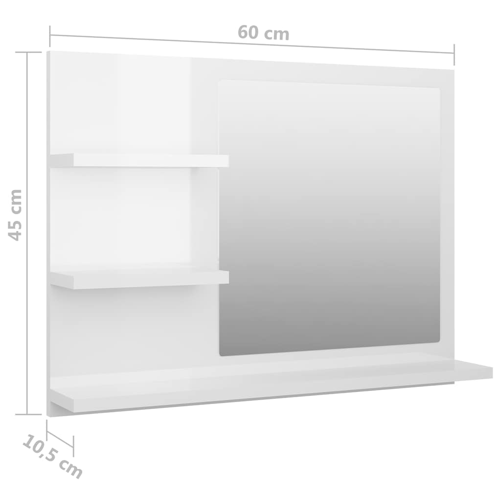 Bathroom Mirror High Gloss White 60x10.5x45 cm Engineered Wood