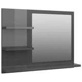 Bathroom Mirror High Gloss Grey 60x10.5x45 cm Engineered Wood