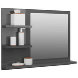 Bathroom Mirror High Gloss Grey 60x10.5x45 cm Engineered Wood