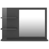 Bathroom Mirror High Gloss Grey 60x10.5x45 cm Engineered Wood