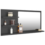 Bathroom Mirror Grey 90x10.5x45 cm Engineered Wood - Side View