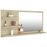 Bathroom Mirror Sonoma Oak 90x10.5x45 cm Engineered Wood - Side View