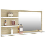 Bathroom Mirror White and Sonoma Oak 90x10.5x45 cm Engineered Wood