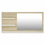 Bathroom Mirror White and Sonoma Oak 90x10.5x45 cm Engineered Wood - 45-Degree Angle
