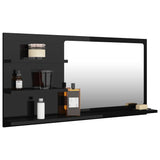 Bathroom Mirror High Gloss Black 90x10.5x45 cm Engineered Wood - Side View