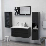 Bathroom Mirror High Gloss Black 90x10.5x45 cm Engineered Wood