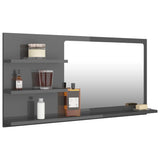 Bathroom Mirror High Gloss Grey 90x10.5x45 cm Engineered Wood - Side View
