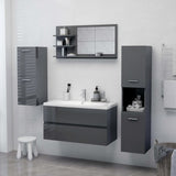 Bathroom Mirror High Gloss Grey 90x10.5x45 cm Engineered Wood - Top-Down View