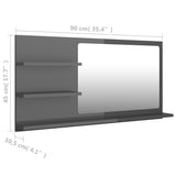 Bathroom Mirror High Gloss Grey 90x10.5x45 cm Engineered Wood - Close-Up Angle
