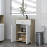 Bathroom Cabinet White and Sonoma Oak 60x33x80 cm Engineered Wood - Side View