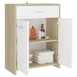 Bathroom Cabinet White and Sonoma Oak 60x33x80 cm Engineered Wood