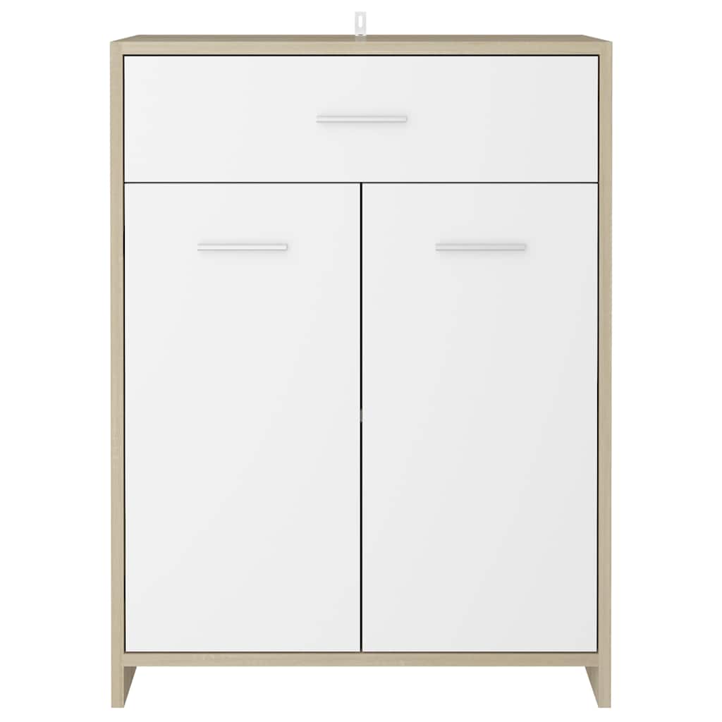 Bathroom Cabinet White and Sonoma Oak 60x33x80 cm Engineered Wood