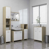 Bathroom Cabinet White and Sonoma Oak 60x33x80 cm Engineered Wood