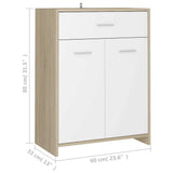 Bathroom Cabinet White and Sonoma Oak 60x33x80 cm Engineered Wood - Extra Image
