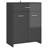 Bathroom Cabinet High Gloss Grey 60x33x80 cm Engineered Wood