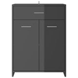 Bathroom Cabinet High Gloss Grey 60x33x80 cm Engineered Wood - 45-Degree Angle