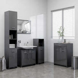 Bathroom Cabinet High Gloss Grey 60x33x80 cm Engineered Wood - Extra Image