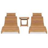3 Piece Folding Garden Lounge Set Solid Teak Wood - Front View