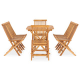 9 Piece Folding Outdoor Dining Set Solid Wood Teak - Front View