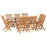 9 Piece Folding Outdoor Dining Set Solid Wood Teak