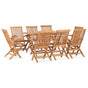 9 Piece Folding Outdoor Dining Set Solid Teak Wood