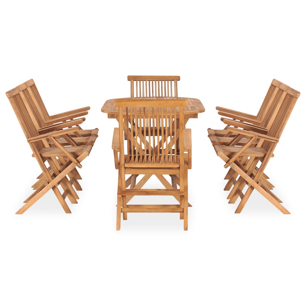 9 Piece Folding Outdoor Dining Set Solid Wood Teak