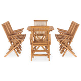 9 Piece Folding Outdoor Dining Set Solid Wood Teak - Front View