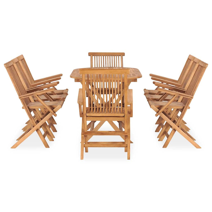 9 Piece Folding Outdoor Dining Set Solid Teak Wood