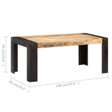 Dining Table 180x90x76 cm Solid Mango Wood - Rear View