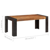Dining Table 180x90x76 cm Solid Mango Wood - Rear View