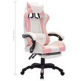 Racing Chair with RGB LED Lights Pink and White Faux Leather - Extra Image
