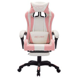 Racing Chair with RGB LED Lights Pink and White Faux Leather