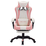 Racing Chair with RGB LED Lights Pink and White Faux Leather - Top-Down View