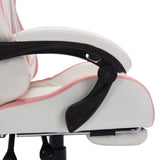 Racing Chair with RGB LED Lights Pink and White Faux Leather - Low Angle