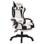 Racing Chair with RGB LED Lights Black and White Faux Leather
