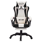 Racing Chair with RGB LED Lights Black and White Faux Leather