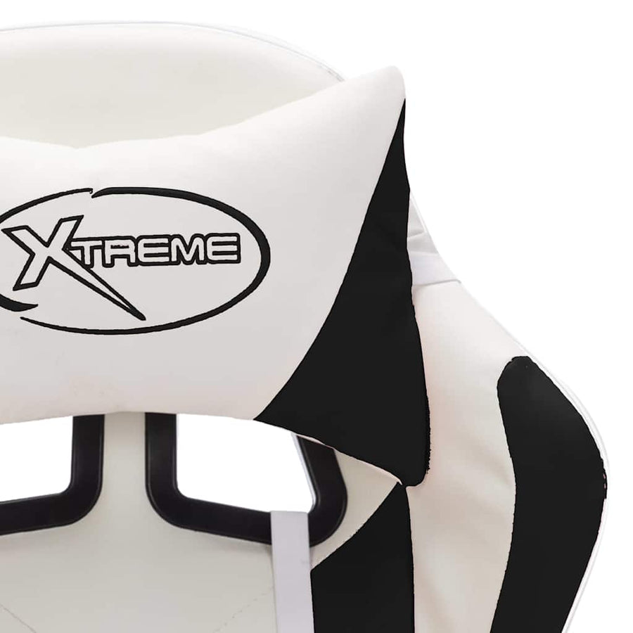 Racing Chair with RGB LED Lights Black and White Faux Leather